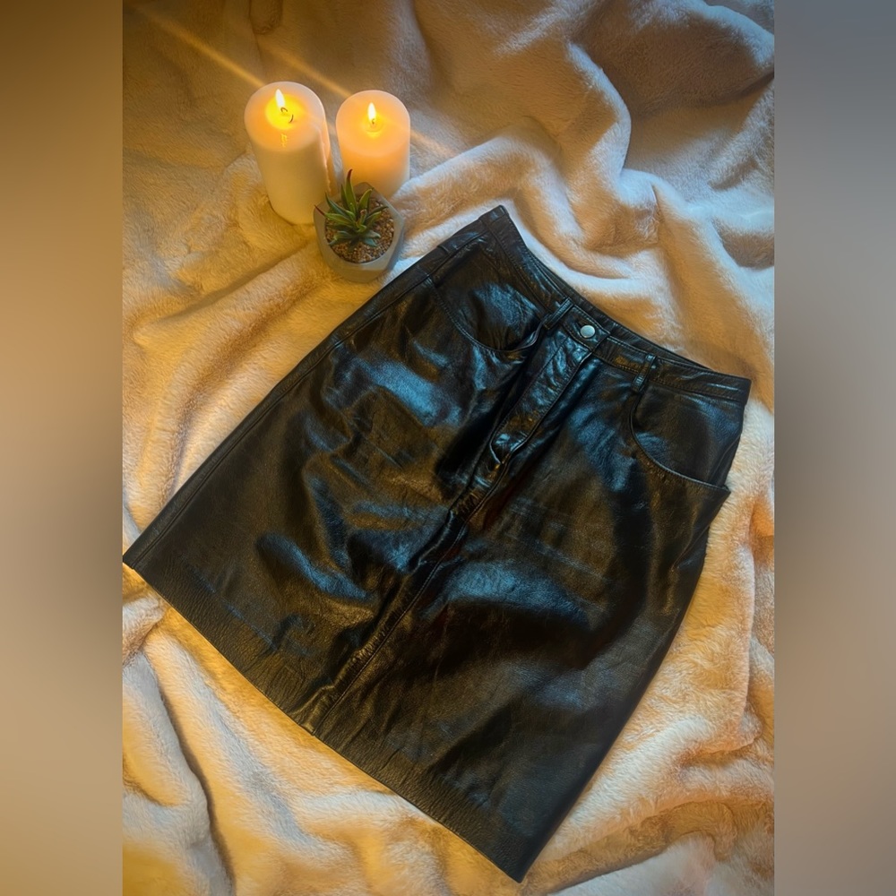 Vintage leather skirt/pencil skirt